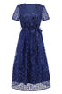 sequin-leaf-embroidery-tie-front-short-sleeve-dress Sophia's Trends - Sophia's Style-White-M